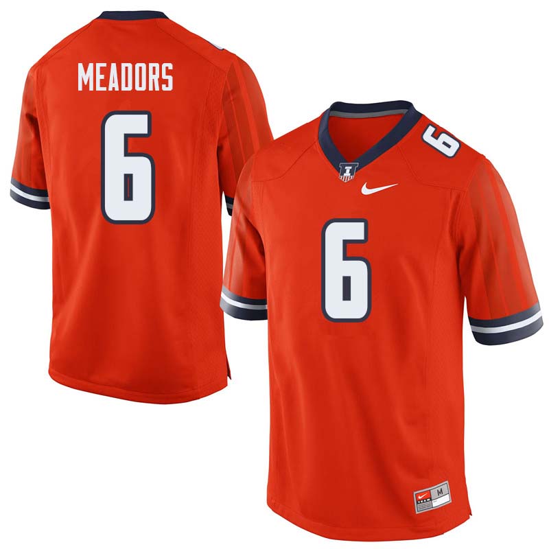 Men #6 Shaedon Meadors Illinois Fighting Illini College Football Jerseys Sale-Orange